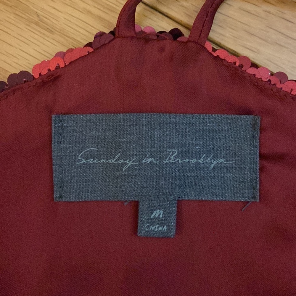 Anthropologie Sunday in Brooklyn Sequined Halter Top, size M, deep red, GUC - Picture 8 of 8